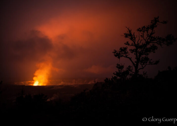 Halemaumau Crater at night