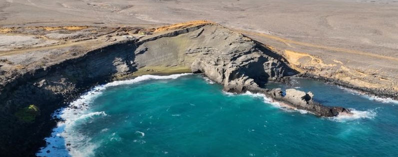 green sand beach on the Big Island