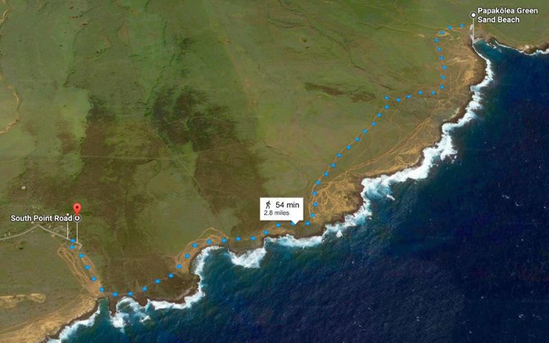 Map to green sand beach